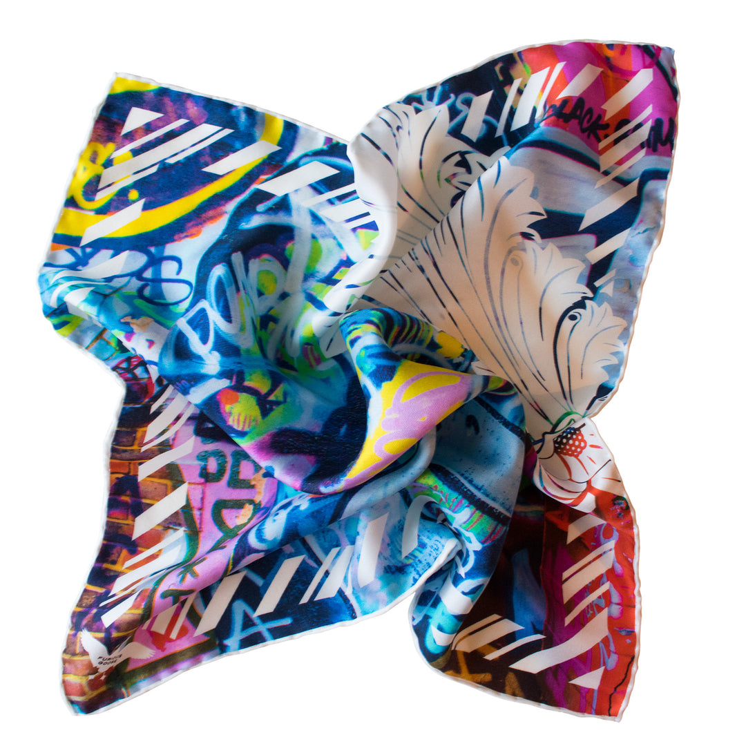 Rebellious and cool Street Art inspired Pocket Square, Street Art Pocket Squares UK, Pochette, Handkerchief, Silk Square, Luxury Gift, Made in UK