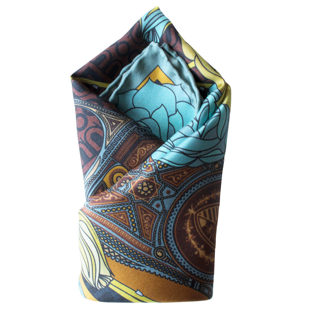 Gold pocket square, luxury pocket squares, silk handkerchief, made in england, british pocket square, guns and roses, colt 9mm, billionaire's lifestyle