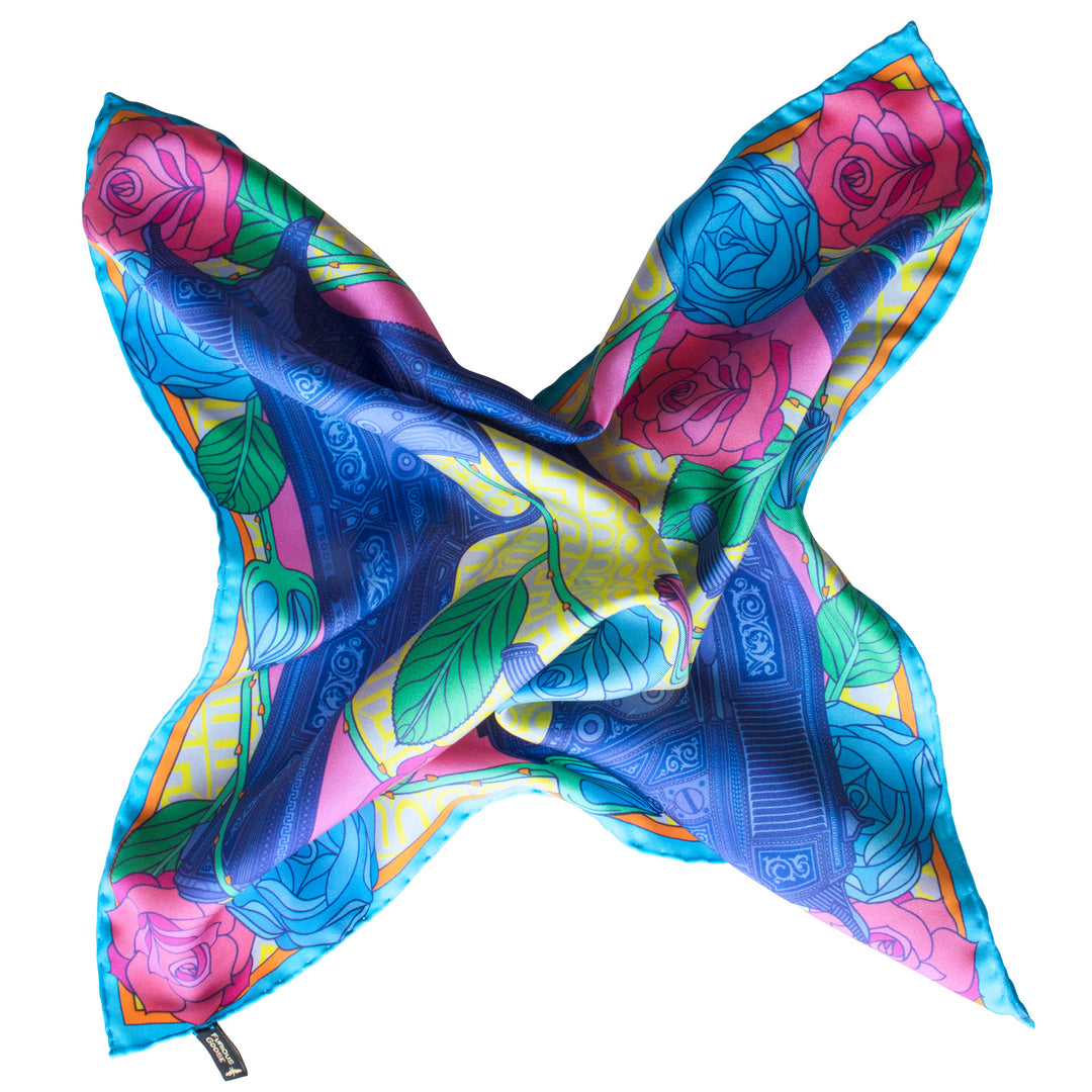 Guns and Roses, Luxury Pocket Square, Designer Pocket Squares, Made in England, Colt 9mm