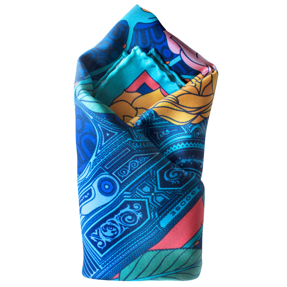 Designer Pocket Square, British Pocket Square, Luxury Silk Square, Made in England, UK, Guns and Roses
