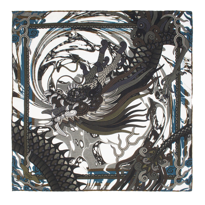 Dragon Pocket Square, Silk Hank, Dragons, Chinoiserie, Bold Accessories, Made in England, UK, London