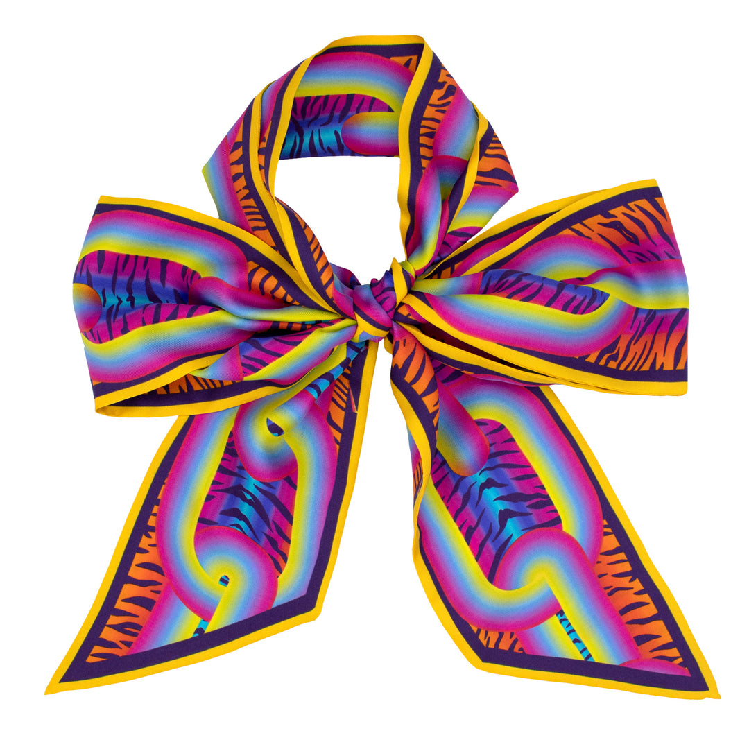 Furious Goose, Psychedelic Scarf, Luxury Ribbon Scarves, Twilly, Pussy Bow, Bold Print, Break the Chains, Maximalist