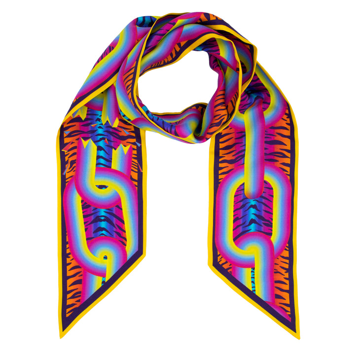Furious Goose, Psychedelic Scarf, Luxury Ribbon Scarves, Twilly, Pussy Bow, Bold Print, Break the Chains, Maximalist