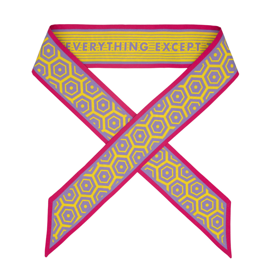 Ribbon Scarf, Pink Purple Yellow Scarves, Twillie, Hat Ribbon, Bold Accessories, London UK 