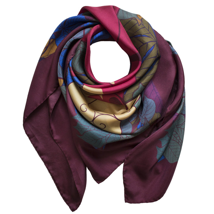 Foxes, Sunset – Luxury Accessory, Silk Scarf, Foulard, Made in UK, Designer Scarves, Gifts for her, Unisex accessory