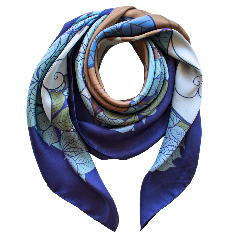 Foxes, Night – Luxury Silk Scarf, Silk Scarves, Foulards, Made in England, Contemporary Scarves, Town and Country, British Style