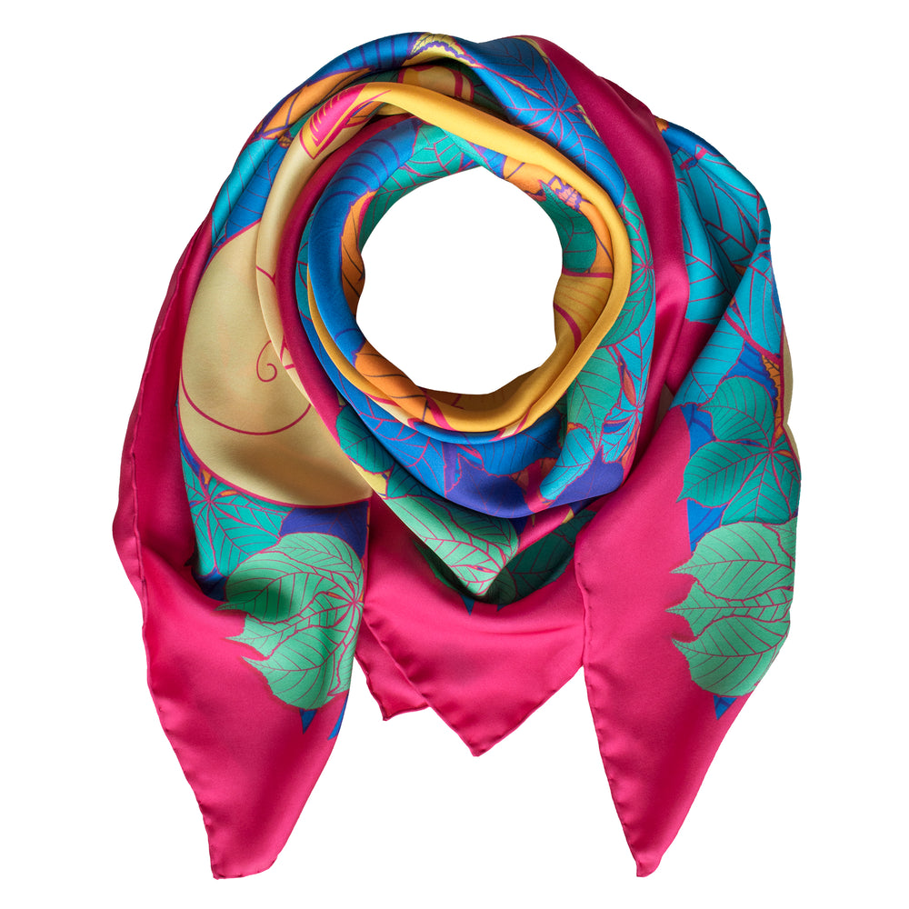 Foxes, Sunrise – Luxury Scarves Brighton, Silk Scarf, Foulard, Made in UK, Designer Scarves, Gifts for her, Wedding