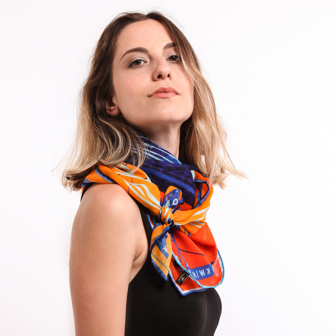 Neptune Scarf, Luxury Scarves UK, Gifts for Pisces, Piscean Gifts, Merino Wool, Silk Twill, Made in UK, London, New York, Paris