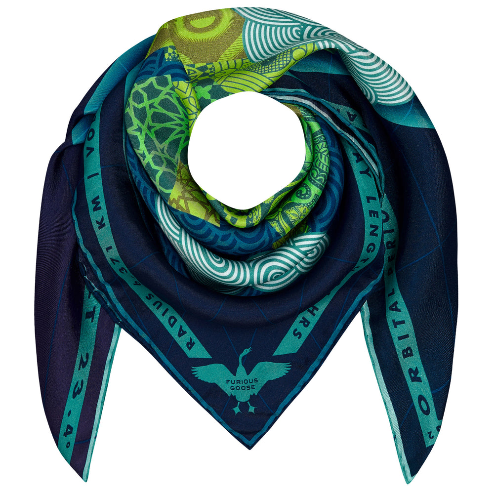 Luxury Silk Scarf UK, Earth, Planet Earth, Gaia, Gift Ideas, Luxury Gift UK, London, Milan, Moon Landing