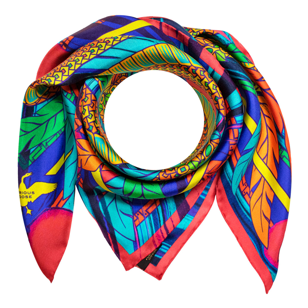 Rainbow Scarf, Dragon Scarves, Quetzalcoatle, British Luxury Print, Gifts for Her, Made in England