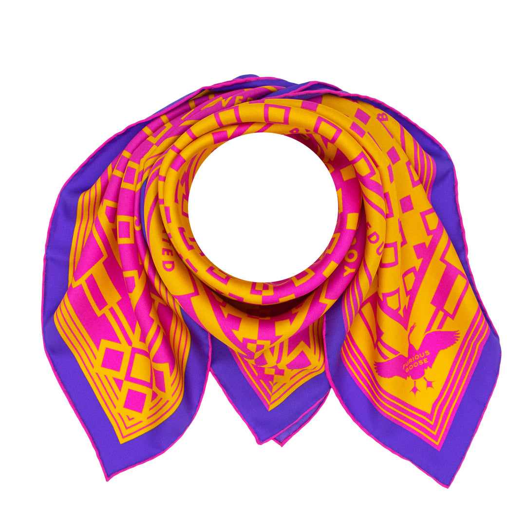 Bold Silk Scarf, Oscar Wilde Quotes, Luxury Foulard, Pink Orange Purple, London, UK
